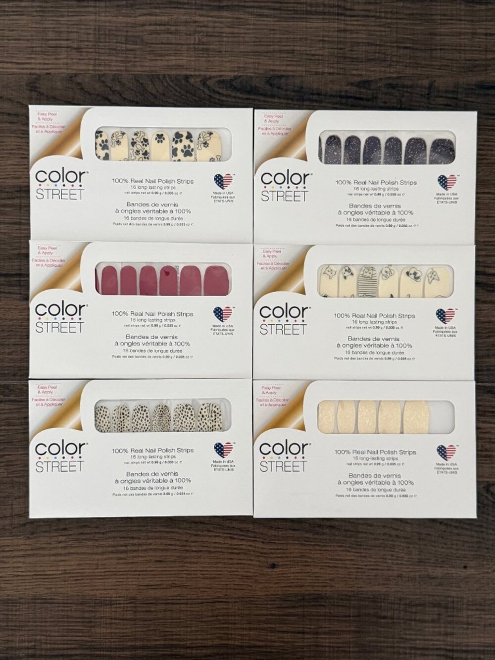 NIB Color Street Real Nail Polish Strips‎ Lot of 6 Paws Cats Dogs Sparkly
